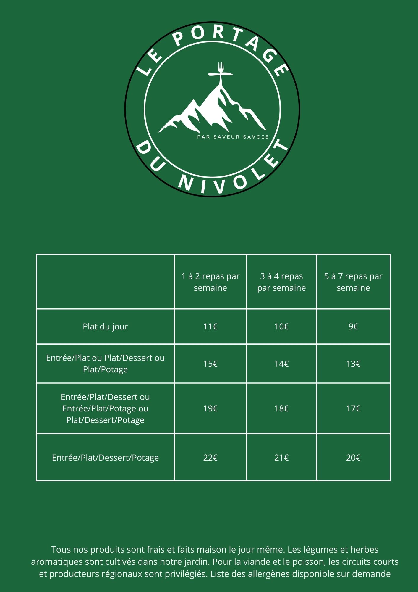 Tarif Le Portage du Nivolet